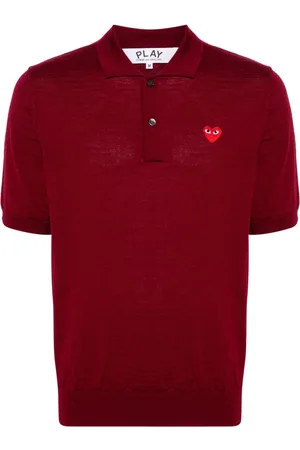 Comme des Garçons Heart-patch wool polo shirt