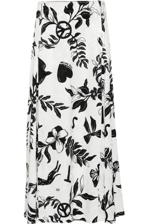 Moschino Patterned-jacquard satin midi skirt