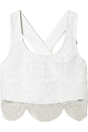 Twin-Set Organza-overlay crepe top