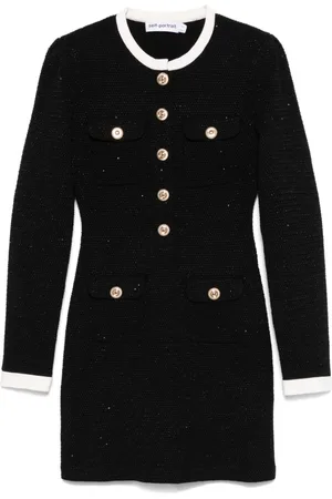 Self-Portrait Knitted contrast-collar mini dress