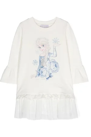 MONNALISA X Disney illustration-print tiered dress