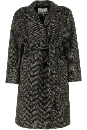 Ganni Herringbone-pattern coat