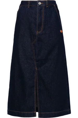 Chocoolate Logo patch denim skirt