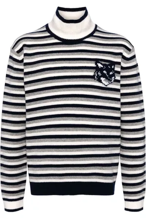 Maison Kitsuné Fox head intarsia striped jumper