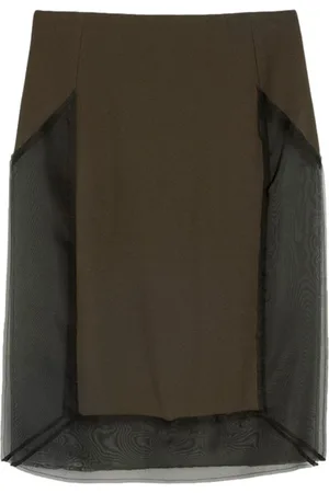 Ami Tulle-panel straight skirt