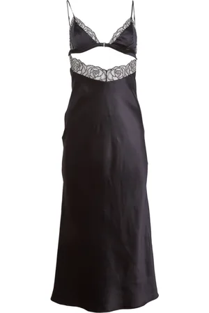 FLEUR DU MAL Rose beaded slip dress