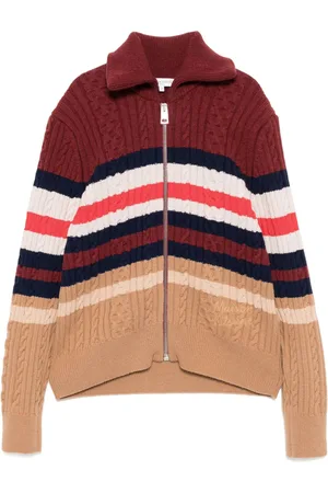 Maison Kitsuné Striped cable zipped cardigan
