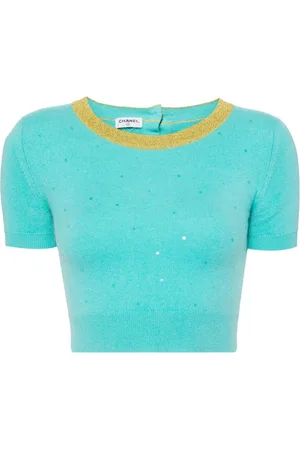 CHANEL 1990-2000 sequin-embellished cashmere top