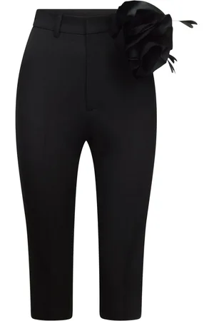 AREA Floral-appliqué tailored wool shorts