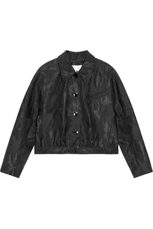 Ganni Textured-cloqué short jacket