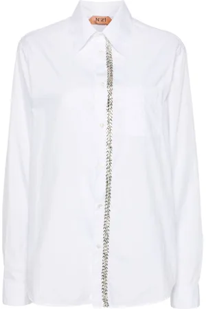 Nº21 Rhinestone-embellished cotton shirt