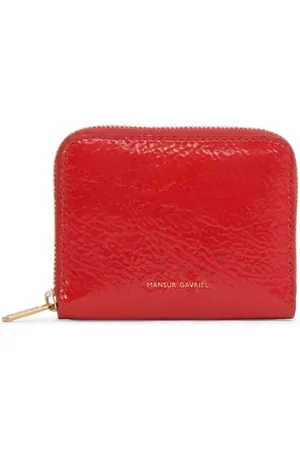 Mansur Gavriel Logo-stamp patent-finish zip wallet