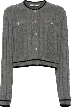 B+AB Cable-knitted cotton-blend cardigan