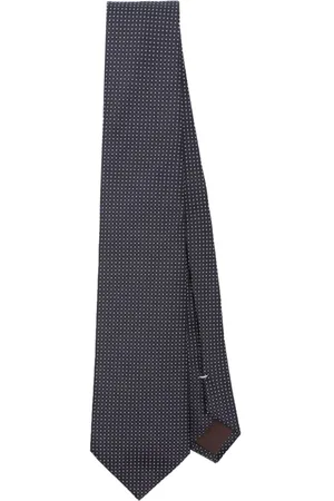 CANALI Polka dot embroidery silk tie