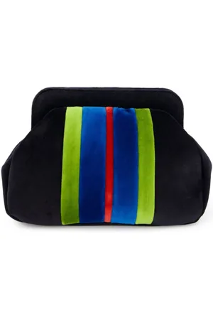 Paula Striped velvet clutch bag