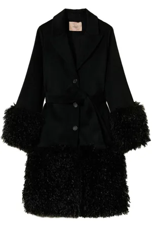 Twin-Set Faux fur trim belted coat