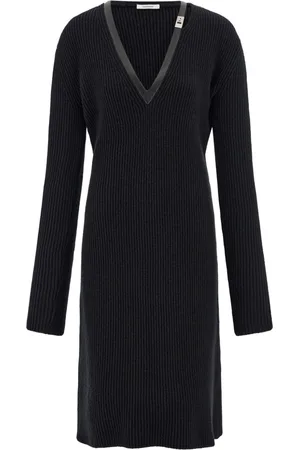 Salvatore Ferragamo Leather trim knitted dress