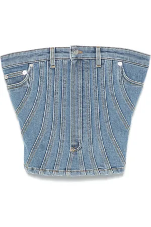 MUGLER Spiral denim bustier