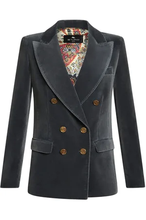 Etro Logo-engraved buttons velvet blazer