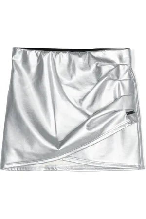 MONNALISA Faux-leather wrap miniskirt