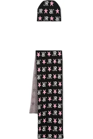 John Richmond Intarsia-logo beanie set