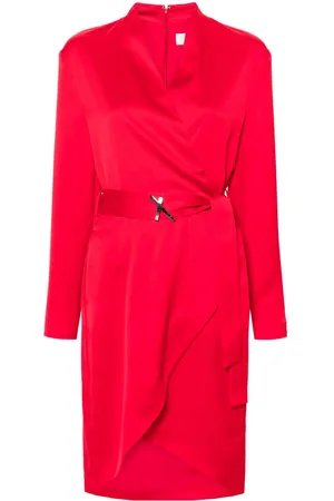 GENNY Belted wrap midi dress