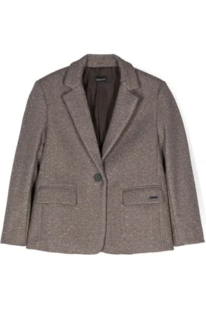 MONNALISA Crystal-embellished herringbone blazer