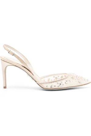 RENE CAOVILLA 90mm bead-embellished slingback pumps