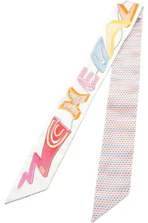 Hermès 2020s Twilly Chevaloscope Neon scarf