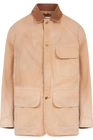 Maison Margiela Corduroy-collar waxed cotton jacket