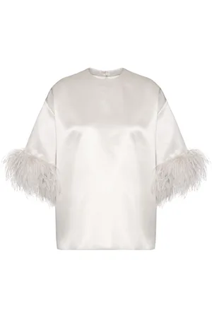VALENTINO GARAVANI Feathered-sleeve silk blouse