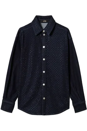 Twin-Set Rhinestone-embellished denim shirt