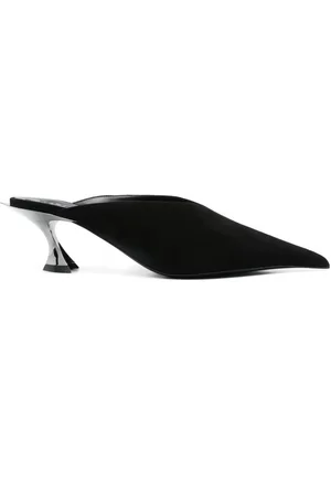 MUGLER 55mm suede fang mules