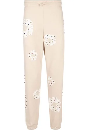 DENIM TEARS Rhinestone Cotton Wreath-print track pants