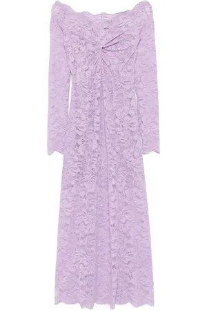 Paco rabanne Bardot-neckline lace maxi dress