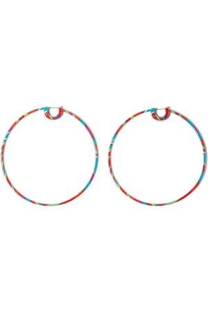 Puccini Enamelled abstract-print hoop earrings