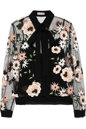 Elie saab Floral embroidered tulle shirt
