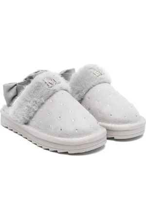 MONNALISA Rhinestone suede slippers