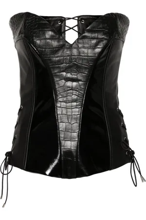 MITILIANE COUTURE Crocodile-embossed trim corset top
