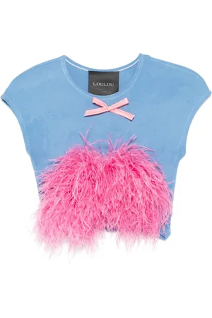 LOULOU Feather-detail T-shirt