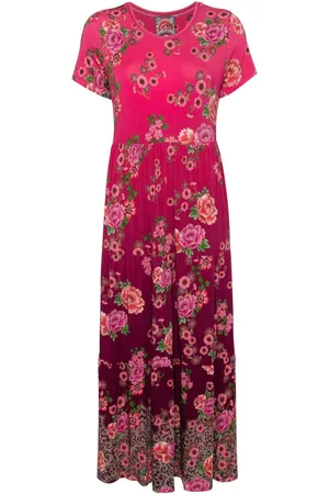 JOHNNY WAS Floral-print cap-sleeve dress