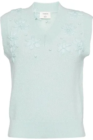 Onefifteen Floral-embroidered knitted vest
