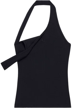 Courrèges Asymmetric ribbed-knit tank top