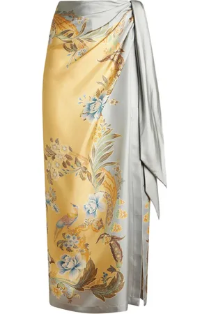 Etro Floral-print silk midi skirt