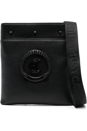 Roberto Cavalli Logo-plaque leather messenger bag