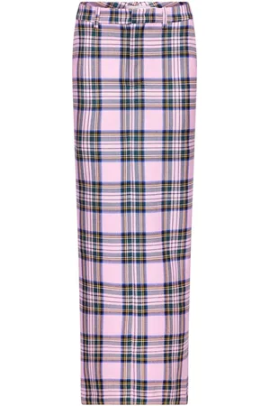 AREA Checked wool midi skirt
