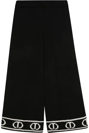 Twin-Set Intarsia-knit logo trousers