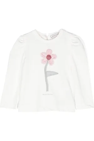 MONNALISA Flower Pie De Poul cotton T-shirt