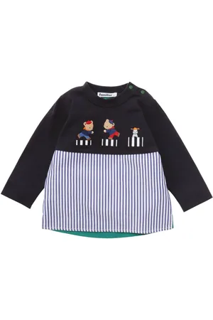 Familiar Stripe-pattern cotton sweatshirt