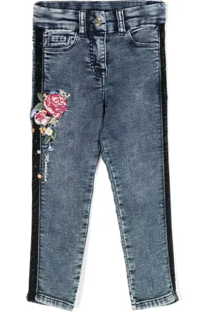 MONNALISA Floral-embroidery jeans